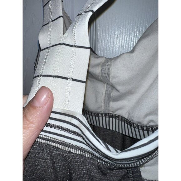 LULULEMON Athletica Gray Tank Ivory Sports Bra Striped Top 4 - Picture 9 of 10